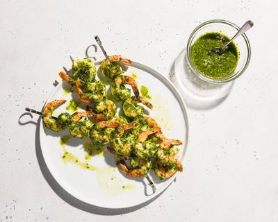 Boost browning on lemony shrimp skewers with 2 pantry staples