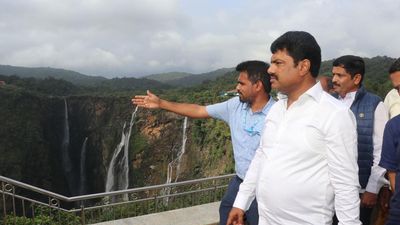 MP inspects works at Jog Falls in Sagar taluk
