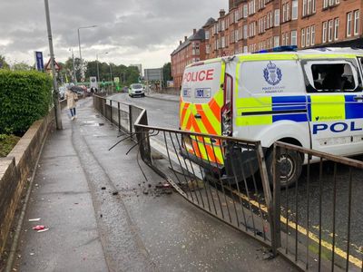 Police officers hospitalised after van crashes in Glasgow