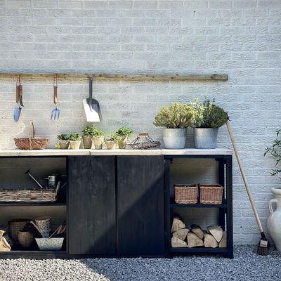 This incredible garden potting station was created using old cabinets from eBay