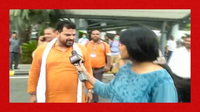 Brij Bhushan Singh snaps at Times Now journalist, slams car door on her mic