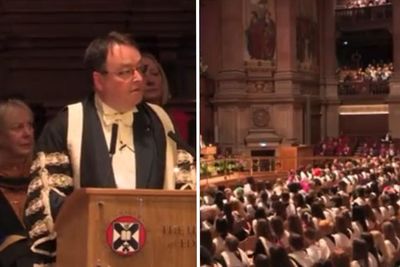 Graduates chant 'pay your workers' at university boss in solidarity with staff