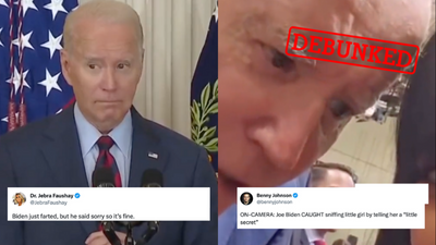 No, Biden didn’t sniff a baby or fart in these videos