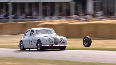 See Wheel From Classic Jaguar Come Off, Take Scary Bounce Into Goodwood Crowd