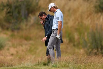 Watch: Sam Burns gets no relief after gravity-defying bunker shot, expresses frustration post-round