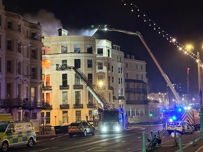 Fire breaks out at Royal Albion Hotel near Brighton as high winds pose challenge to rescue