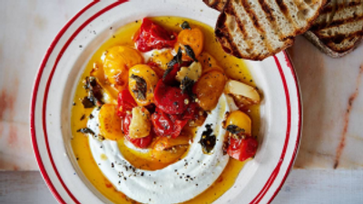 Whipped feta with confit tomatoes recipe
