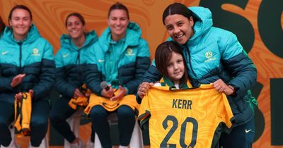 Kambah's own Matilda presents superstar Kerr's World Cup jersey