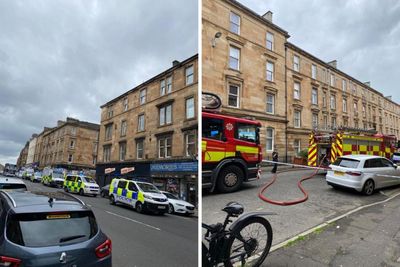 Four rushed to hospital as emergency services battle Glasgow tenement fire