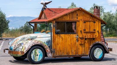 VW Beetle Camper Is Part Car, Part Log Cabin