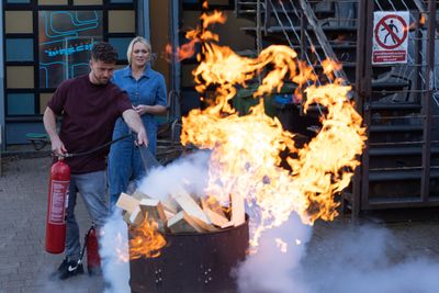Hollyoaks spoilers: HOT STUFF! Leela Lomax and Joel have a FIRE disaster!