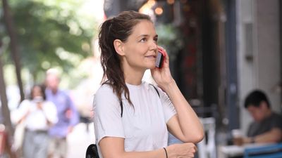 Katie Holmes takes athleisure chic to the next level with £91 green and white trainers