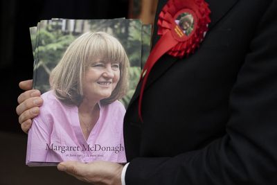 Labour figures gather for funeral of former general secretary Margaret McDonagh