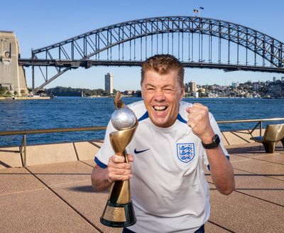 Steve McClaren look-a-like Andy Milne turns up in Australia to support the Lionesses