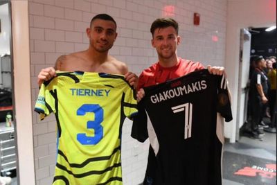 Kieran Tierney and Giorgos Giakoumakis share Celtic bromance as pair clash Stateside