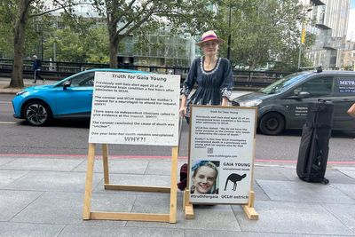 Gaia Young’s mother demonstrates opposite consultants on strike