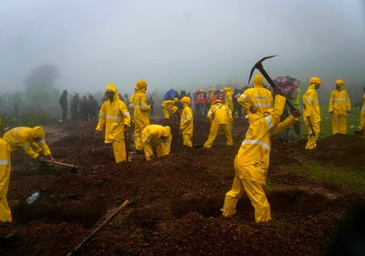 Rescue efforts have resumed in western India where a landslide killed at least 16 people