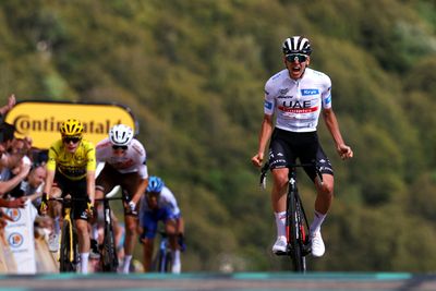 Tadej Pogačar sprints to Tour de France stage 20 spoils