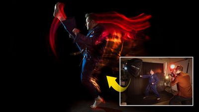 Sports portraits with a twist! Use slow-sync flash for streaky special effects