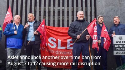 Railways set for fresh disruption as Aslef union announces new overtime ban for train drivers