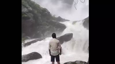 Man drowns after after falling into overflowing Arasinagundi waterfall in Karnataka