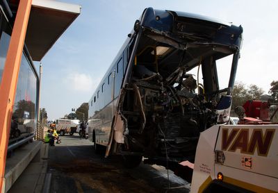 77 people are injured, 2 seriously, after 2 buses collide at a South African university