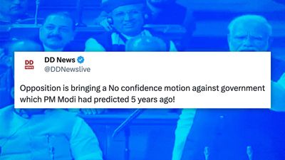 Opposition moves no-confidence motion, DD News says Modi ‘predicted’ it five years ago