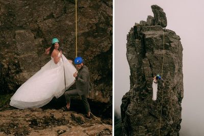 STUNNING pictures show dressed up newlyweds conquering 'most notorious' Scottish peak