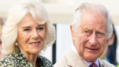 Queen Camilla looks 'beautiful' in go-to green floral dress with impressive jewellery choices while King Charles rocked cool shades