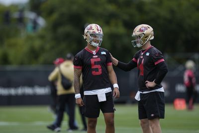 Trey Lance, Sam Darnold split QB2 reps with Brock Purdy in practice