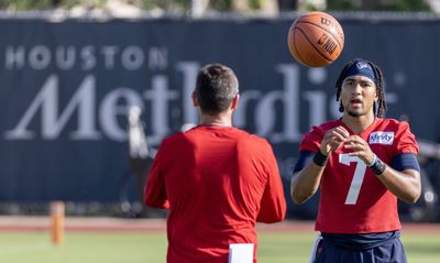LOOK. C.J. Stroud has unique warm up at the start of Texans training camp