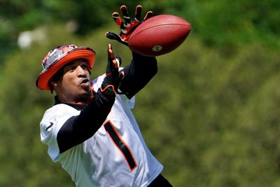 Ja’Marr Chase practicing punt returns in Bengals training camp