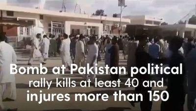 Dozens dead after suicide bomb blast at political rally in Pakistan