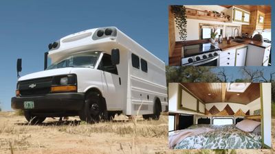 Chevy School Bus Camper Conversion Has Boss Level Kitchen, Gorgeous Interior