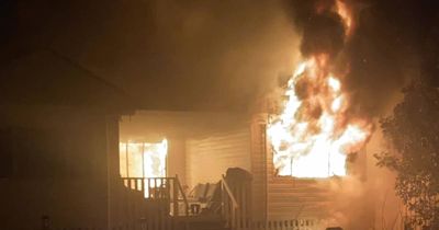 Four escape unhurt as home goes up in flames at Greta