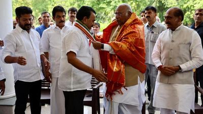 Jupally Krishna Rao joins Congress in Kharge’s presence along with several BRS leaders