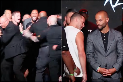 Video: Camps throw punches, chaos ensues at Jake Paul vs. Nate Diaz faceoff