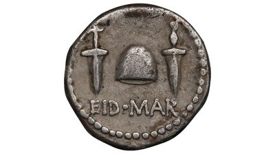 Rare 'Ides of March' dagger coin minted by Brutus after Julius Caesar's murder goes to auction