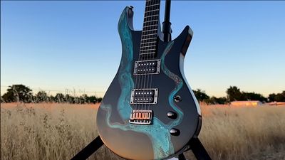 YouTube luthier Burls Art redefines Charcoal Burst as he scorches maple with fire and uses epoxy and copper to make a unique baritone guitar