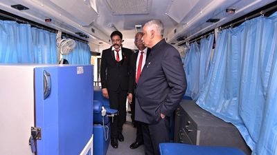 A.P. Governor flags off mobile blood collection vehicles of Red Cross Society