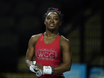 Simone Biles returns to competition this weekend for the first time since Tokyo