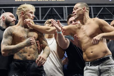 Photos: Jake Paul vs. Nate Diaz ceremonial weigh-ins and faceoffs from Dallas