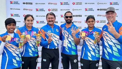 India compound archery team wins historic gold at Worlds