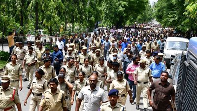 Hundreds of TSRTC workers take to the streets in Hyderabad demanding Governor clear merger Bill