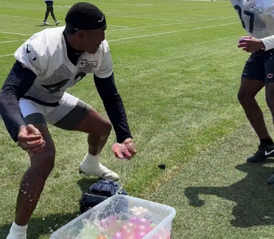 The Bears had a water balloon fight during training camp, and it looked like so much fun