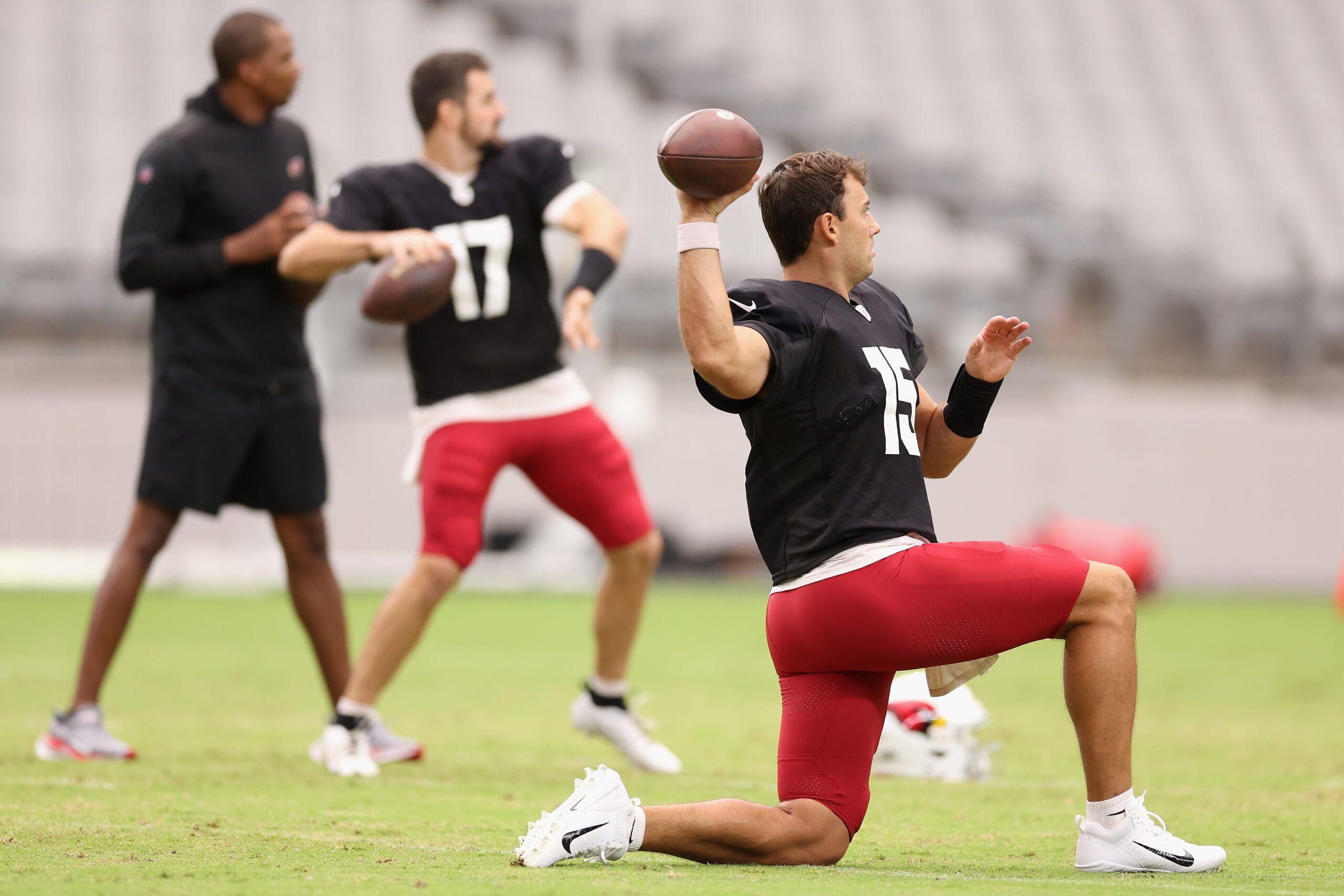 Arizona Cardinals wide reciever Brandon Smith gets past a block during an  NFL football training camp practice at State Farm Stadium Thursday, July  27, 2023, in Glendale, Ariz. (AP Photo/Ross D. Franklin