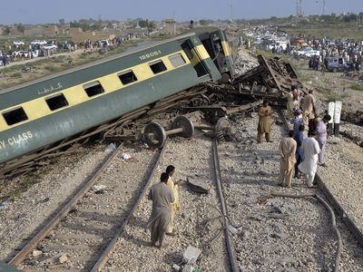 The injury toll climbs from a train derailment in Pakistan that has left dozens dead