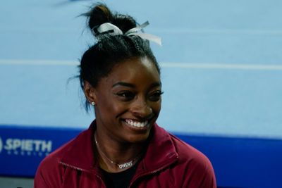 Simone Biles is trying to enjoy the moment after a two-year break. The Olympic talk can come later