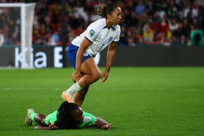 Lauren James sent off for stamping on opponent during England’s World Cup clash