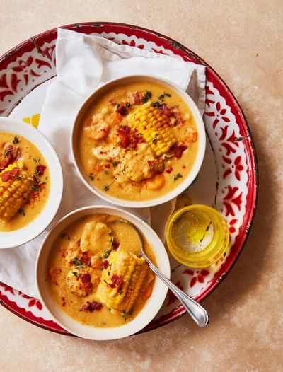 Tropical chowder, sticky peaches and cream: Shivi Ramoutar’s budget recipes with coconut milk